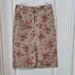 Eddie Bauer Khaki Floral Skirt, 8